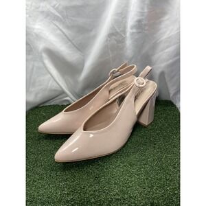 Boohoo Nude WIDE FIT SLINGBACK PATENT POINTED TOE COURT Size 7/40